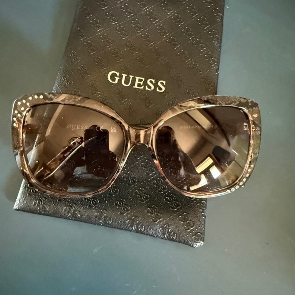 Guess Accessories - Guess Womens Brown Snakeskin Rhinestone Butterfly Sunglasses GF0383 45F 57mm